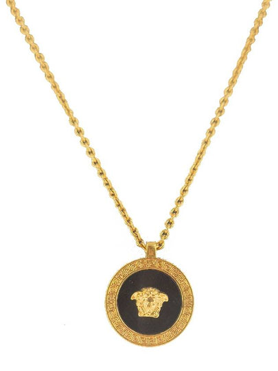 Enamel Medusa Pendant Necklace Black Gold - VERSACE - BALAAN 2