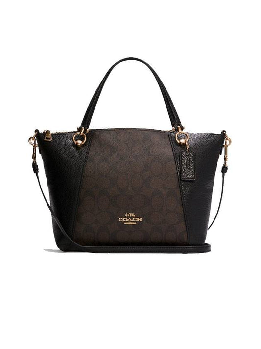 Kasey Satchel Cross Bag Brown Black - COACH - BALAAN 1