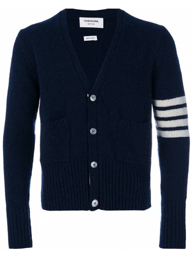 Men's Diagonal Mohair Tweed Cardigan Navy - THOM BROWNE - BALAAN 2