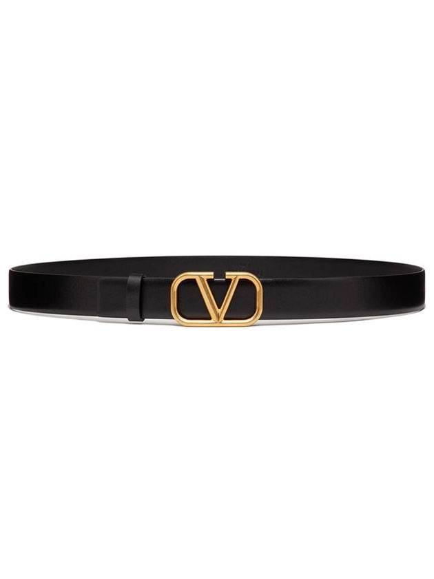 V logo signature leather belt black - VALENTINO - BALAAN 1