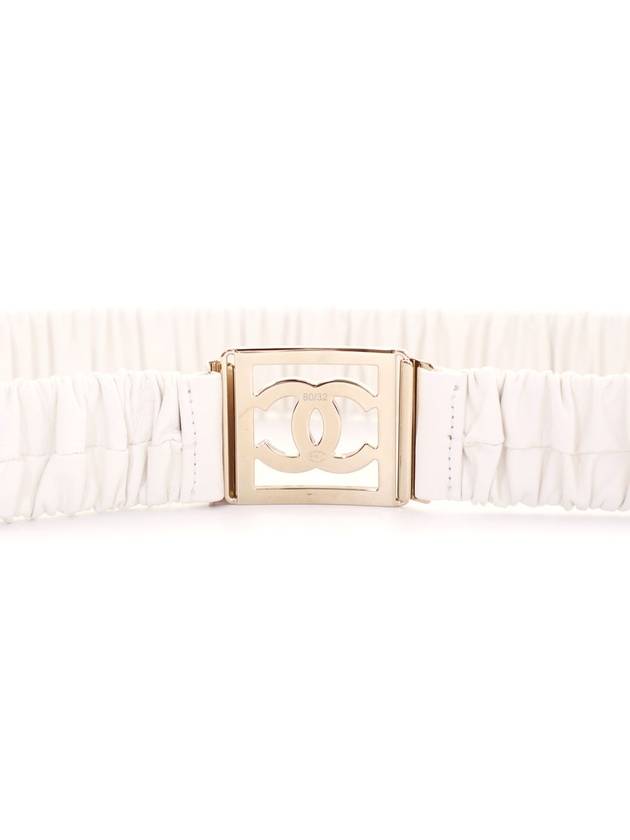 Chanel AA8782 White Banding Lambskin Gold CC Women s Belt - CHANEL - BALAAN 7