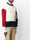 diagonal Aran cable pullover knit top ivory - THOM BROWNE - BALAAN.