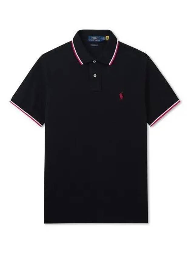 Custom slim fit mesh polo shirt black red - POLO RALPH LAUREN - BALAAN 1