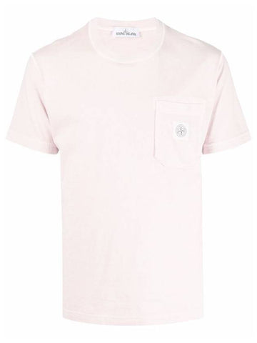 Wappen Logo Patch Pocket Short Sleeve T-Shirt Light Pink - STONE ISLAND - BALAAN 1