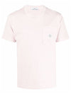 Wappen Logo Patch Pocket Short Sleeve T-Shirt Light Pink - STONE ISLAND - BALAAN 1