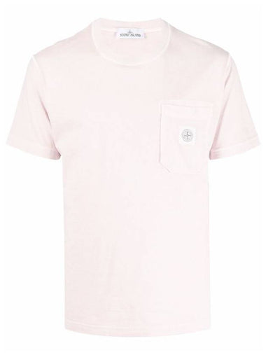 Wappen Logo Patch Pocket Short Sleeve T-Shirt Light Pink - STONE ISLAND - BALAAN 1