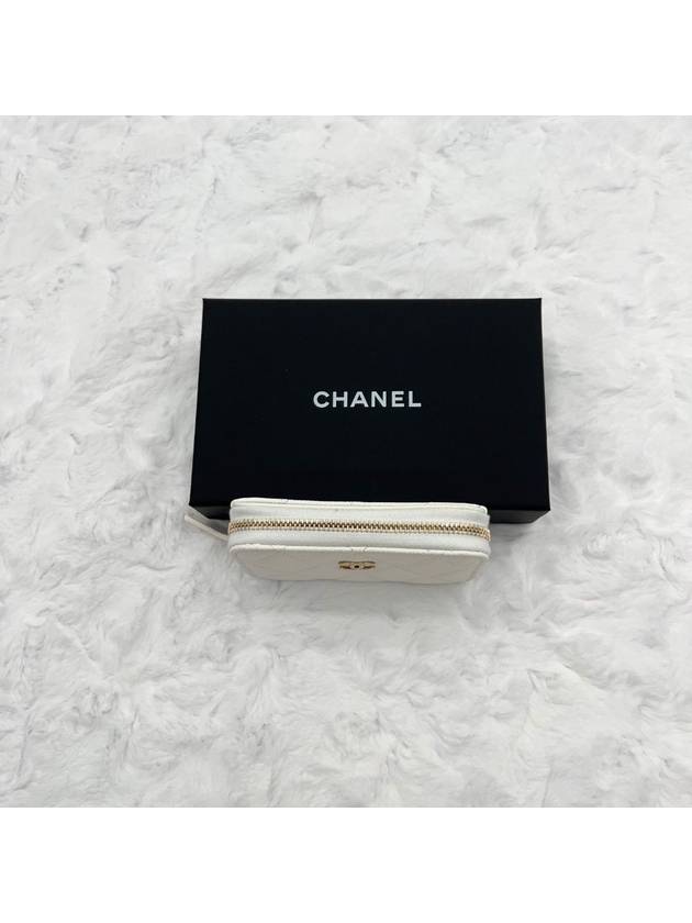 Classic zipper card wallet white gold caviar internal logo AP0216 - CHANEL - BALAAN 6