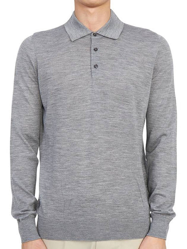 Wool Knit Polo Shirt Grey - JOHNSTONS OF ELGIN - BALAAN 1