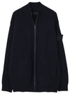 Ghost Logo Patch Knit Zip-Up Cardigan Navy - STONE ISLAND - BALAAN 2