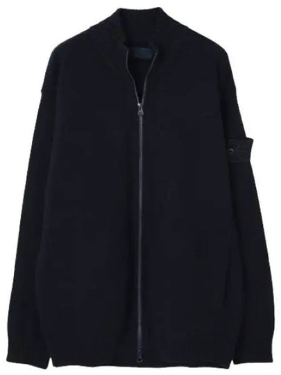 Ghost Logo Patch Knit Zip-Up Cardigan Navy - STONE ISLAND - BALAAN 2