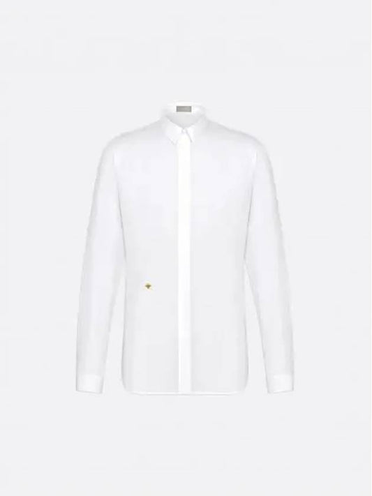 Men's Bee Embroidery Long Sleeve Shirt White - DIOR - BALAAN 2