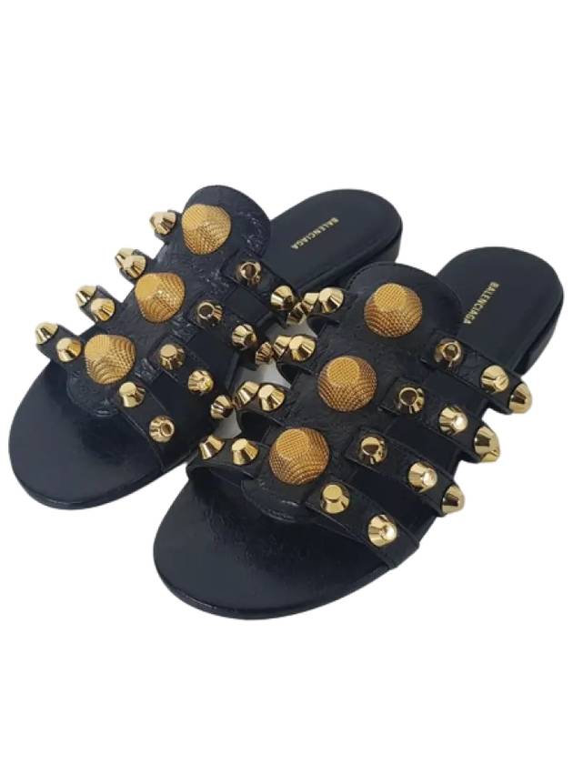 Gold Stud Slippers Black - BALENCIAGA - BALAAN 3