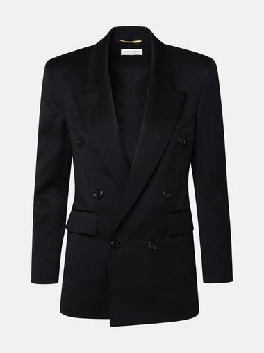 Double Breasted Blazer Jacket Black - SAINT LAURENT - BALAAN 1