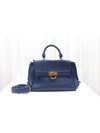 Ferragamo Sofia gold plated Gancini medium navy tote shoulder bag - SALVATORE FERRAGAMO - BALAAN 1