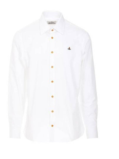 Men's Embroidered ORB Long Sleeve Shirt White - VIVIENNE WESTWOOD - BALAAN 2