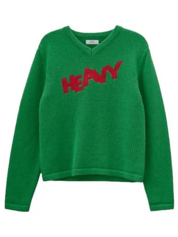 Heavy V neck knit green 06N008GREEN - ERL - BALAAN 1