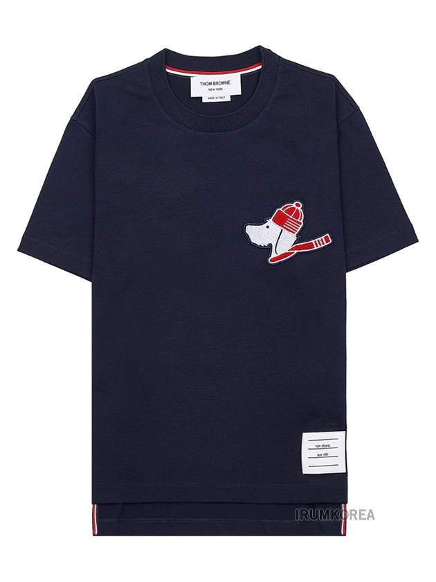 Festive Jersey Button Hector Short Sleeve T Shirt Navy - THOM BROWNE - BALAAN 2