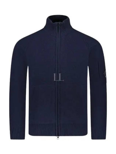 Lambswool GRS Zipped Cardigan Navy - CP COMPANY - BALAAN 2