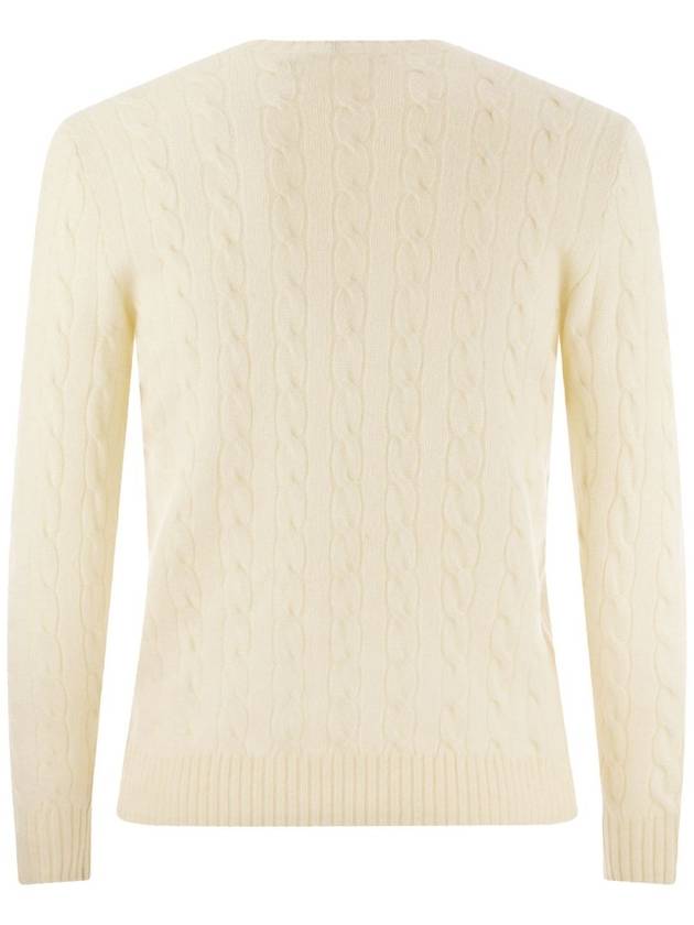 Embroid Logo Cable Knit Top Cream - POLO RALPH LAUREN - BALAAN 3