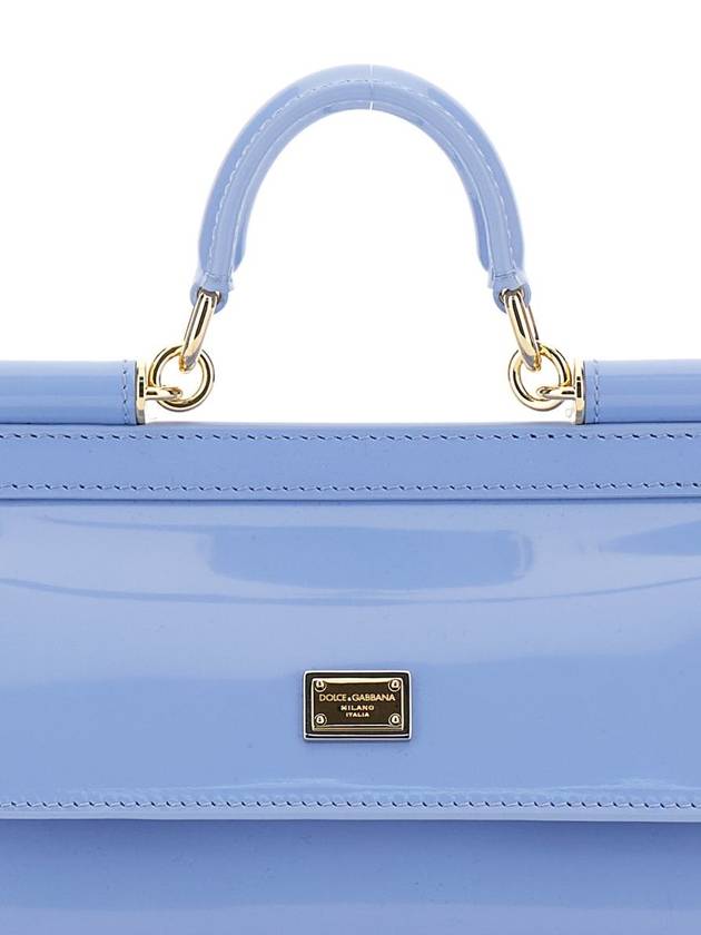 'Sicily' Light Blue Handbag With Logo Plaque In Patent Leather Woman - DOLCE&GABBANA - BALAAN 3