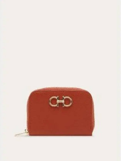 Women's Gancini Logo Zipper Card Wallet Terracotta - SALVATORE FERRAGAMO - BALAAN 2