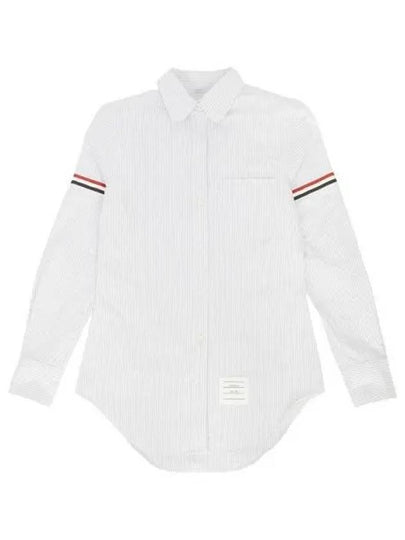 Women's Armband University Striped Oxford Shirt Medium Grey - THOM BROWNE - BALAAN 2