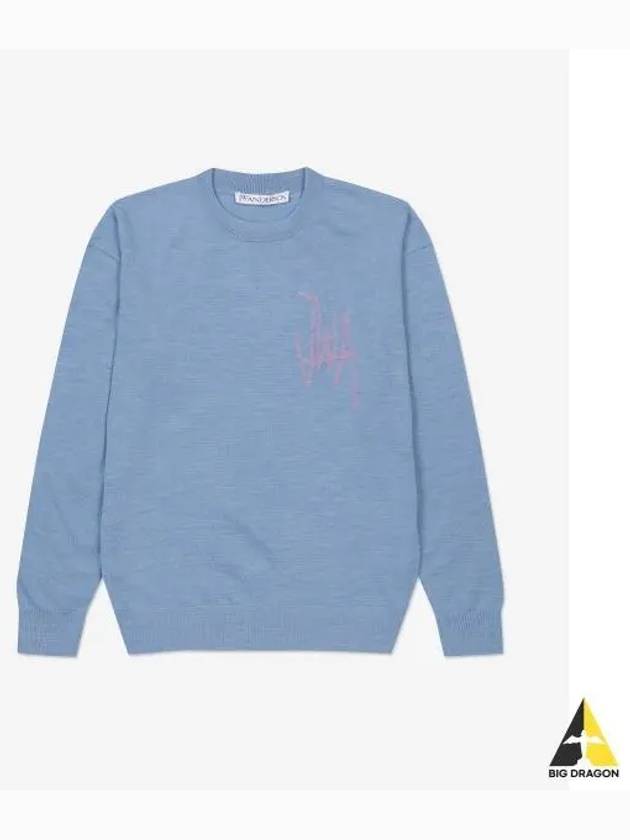 Logo Crew Neck Jumper Knit Top Blue - JW ANDERSON - BALAAN 2