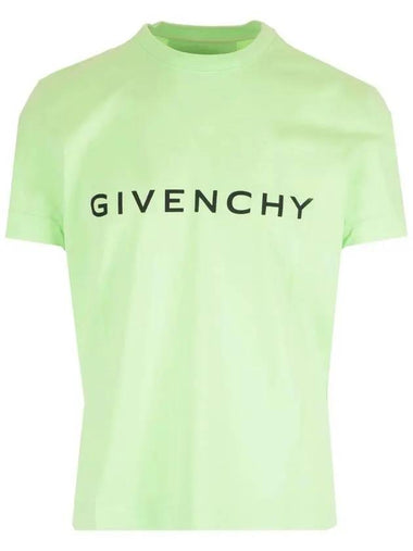 Archetype Logo Print Slim Fit Cotton Short Sleeve T-Shirt Green - GIVENCHY - BALAAN 1