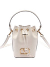 Mini drawstring V logo signature bucket bag ivory 5W2P0Z44VNL098 - VALENTINO - BALAAN 3