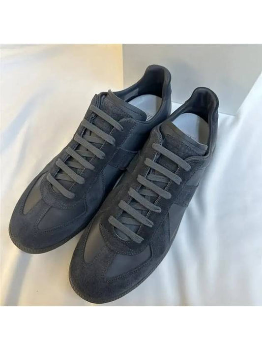 Men's Replica Leather Suede Low Top Sneakers Slate Blue - MAISON MARGIELA - BALAAN.