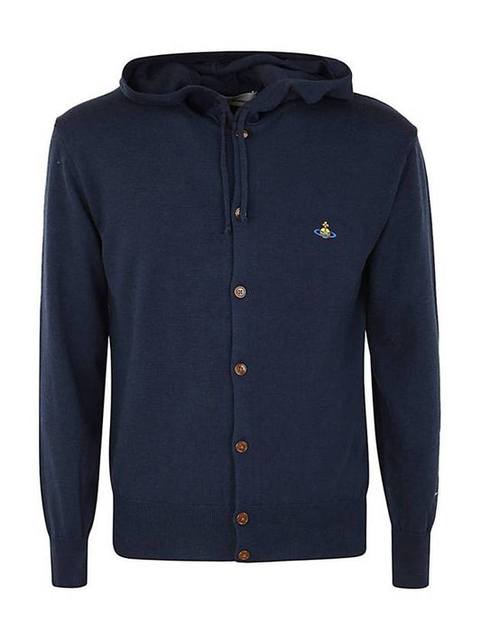 Logo Hooded Cardigan Navy - VIVIENNE WESTWOOD - BALAAN 1