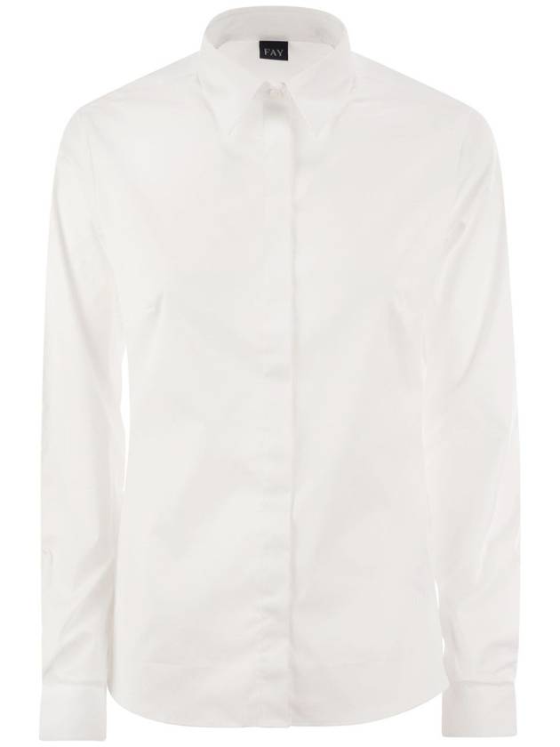 Stretch Poplin Shirt - FAY - BALAAN 1