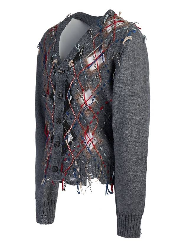 Distressed Argyle Cardigan Grey - MAISON MARGIELA - BALAAN 3