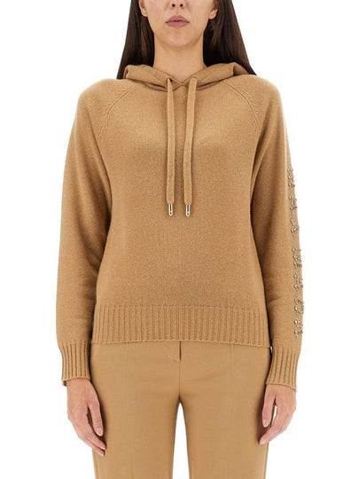 Women's Ananas Wool Cashmere Knit Hoodie Camel - MAX MARA - BALAAN 2