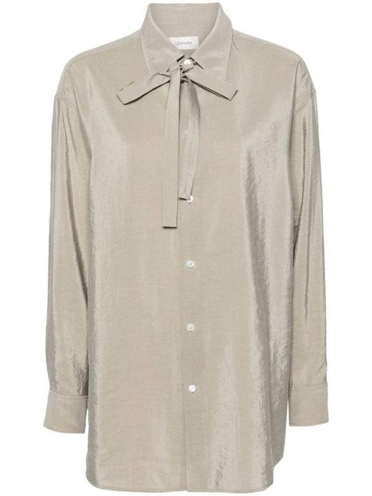 Tie Detail Satin Shirt Grey - LEMAIRE - BALAAN 1