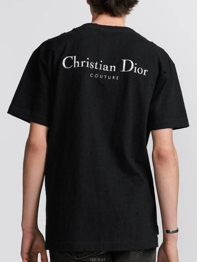 Couture Lettering Logo Short Sleeve T-Shirt Black - DIOR - BALAAN 2