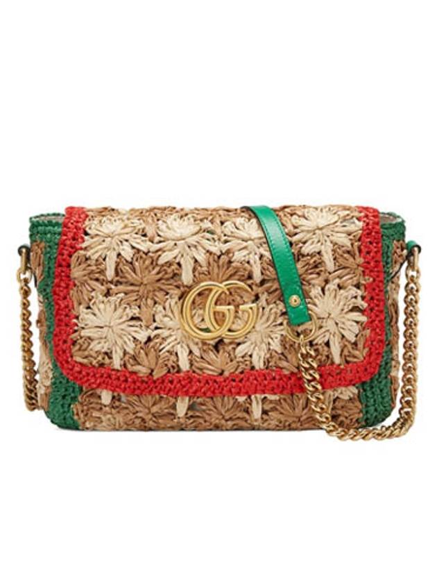 Marmont Flower Small Raffia Shoulder Bag - GUCCI - BALAAN 1