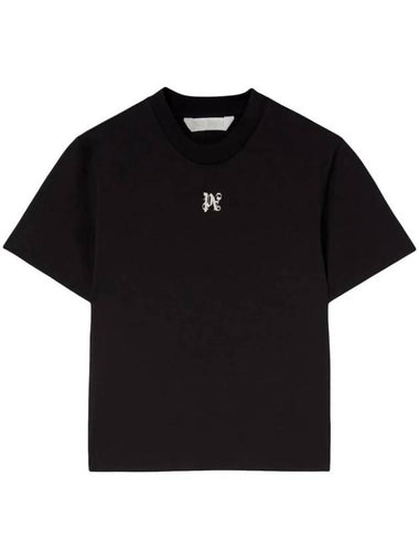 PA Monogram Cotton T-Shirt PWAA044S24JER0021003 - PALM ANGELS - BALAAN 1