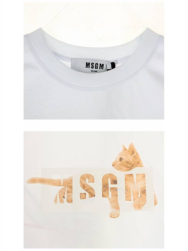 20SS 2842MDM269 207498 01 Cat Logo Round Short Sleeve T-Shirt White Women’s T-Shirt TR - MSGM - BALAAN 5