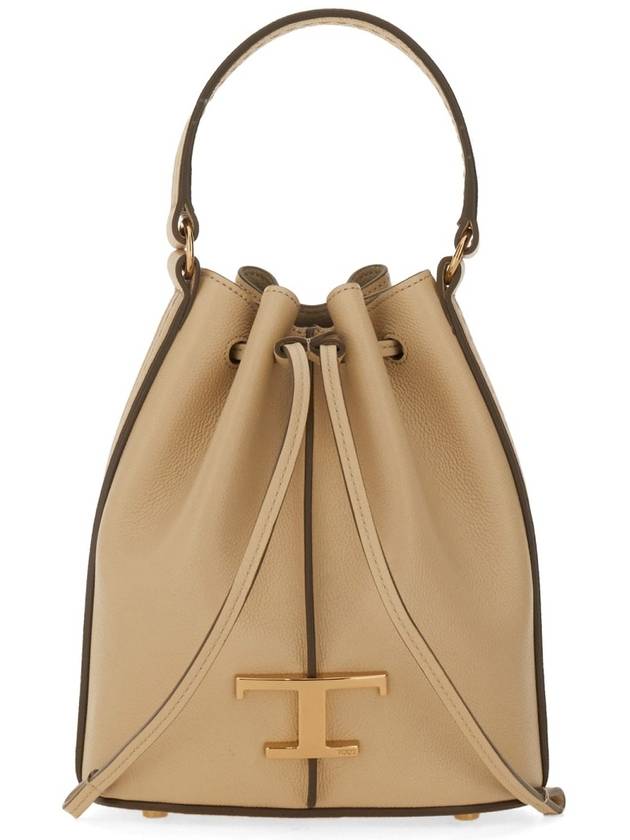 T Timeless Leather Micro Logo Bucket Bag Beige - TOD'S - BALAAN 2