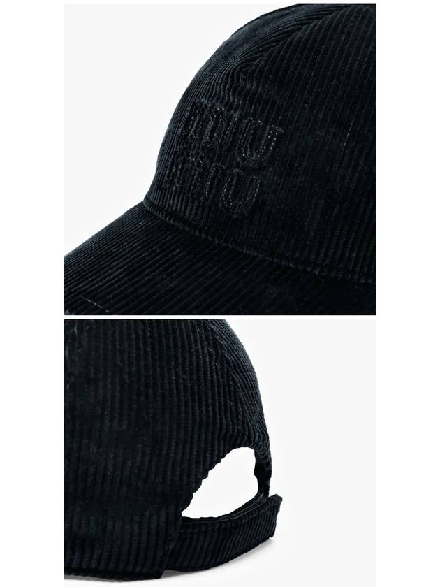 Embossed Logo Velvet Ball Cap Navy - MIU MIU - BALAAN 4