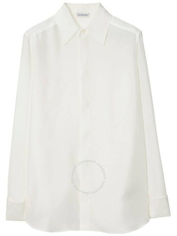 Burberry Long Sleeved Classic Collar Silk Shirt, Brand Size 8 (US Size 6) - BURBERRY - BALAAN 1