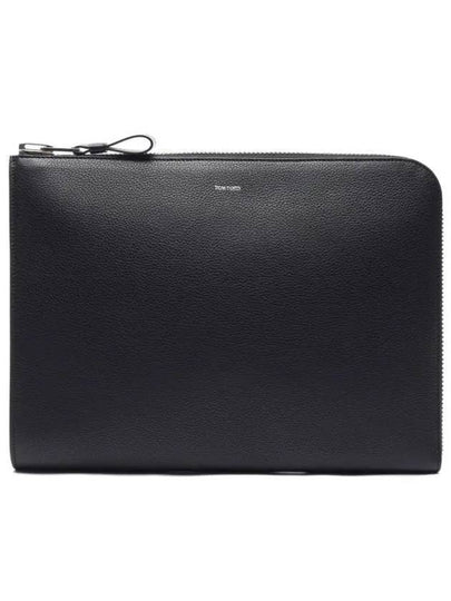 Men's Logo Leather Clutch Bag Black - TOM FORD - BALAAN 2