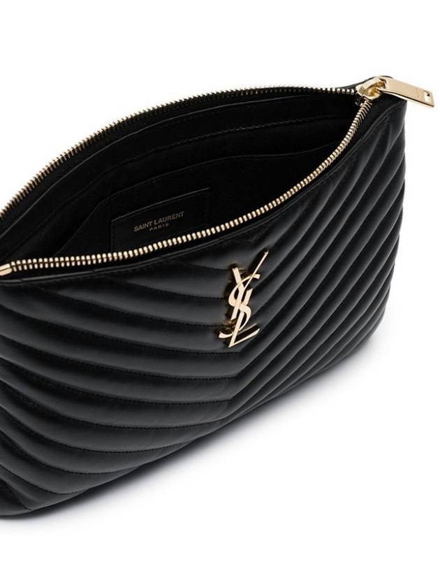 Matelasse Monogram Logo Strap Clutch Bag Black - SAINT LAURENT - BALAAN 5