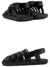 Crisscross Bands Brushed Leather Sandals Black - PRADA - BALAAN 5