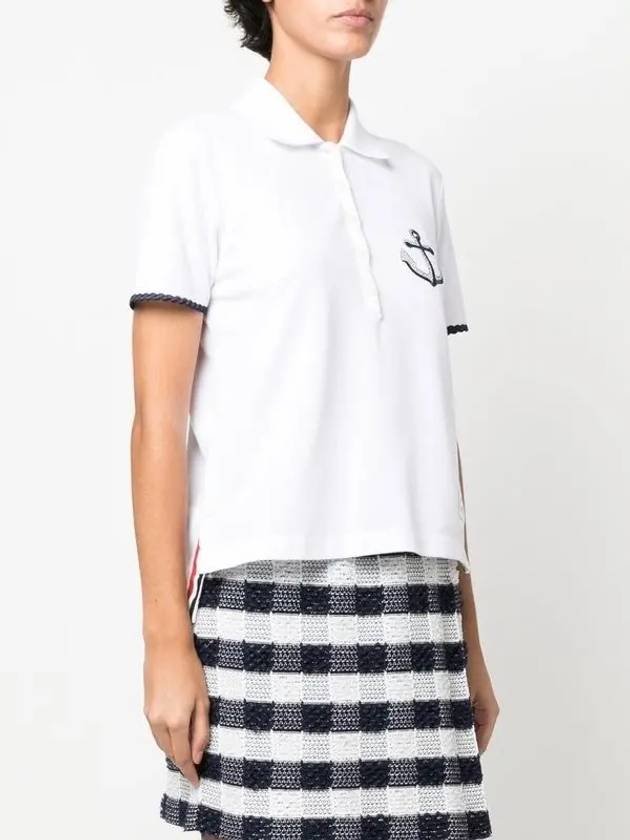 Anchor Motif Logo Polo Shirt White - THOM BROWNE - BALAAN 5