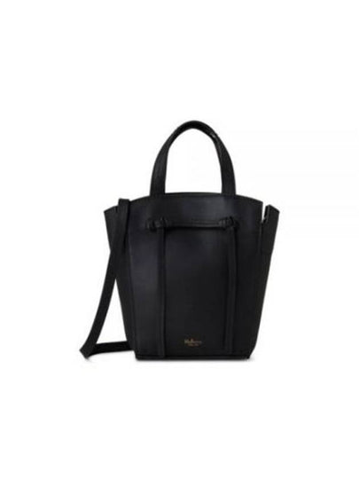 Clovelly Embossed Logo Classic Leather Tote Bag Black - MULBERRY - BALAAN 2