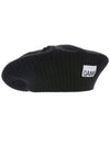 Logo Rib Edge Wool Beret Black - GANNI - BALAAN 3