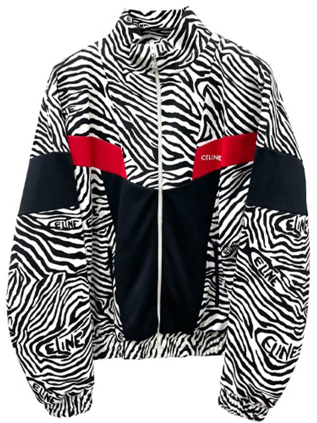 zebra jersey zip-up track jacket black red - CELINE - BALAAN 2