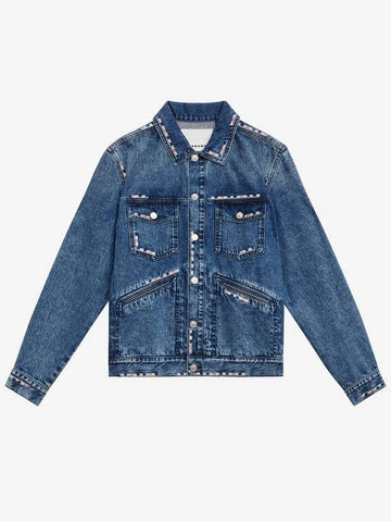 Jango Embroidered Denim Jacket Blue - ISABEL MARANT - BALAAN 1